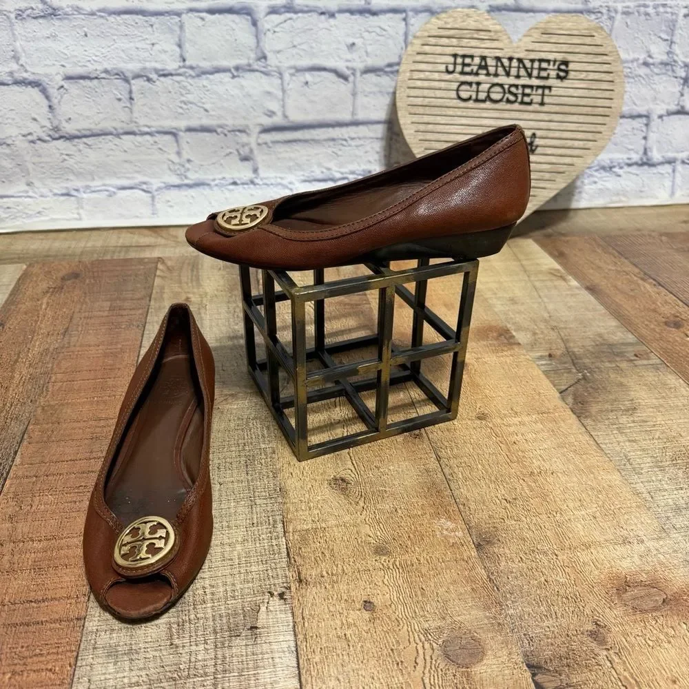 Tory Burch Brown Leather‎ Carol Wedge heels - 8.5